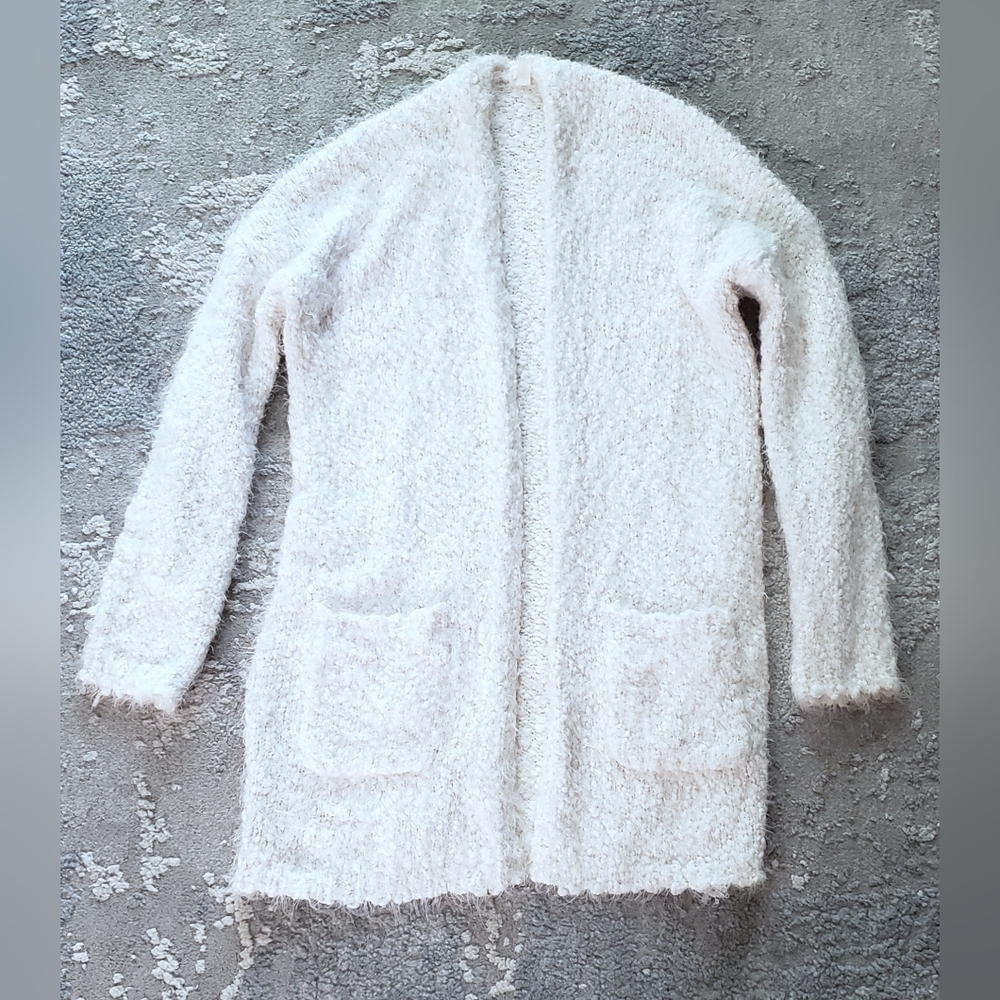 Cozy White Fuzzy Cardigan